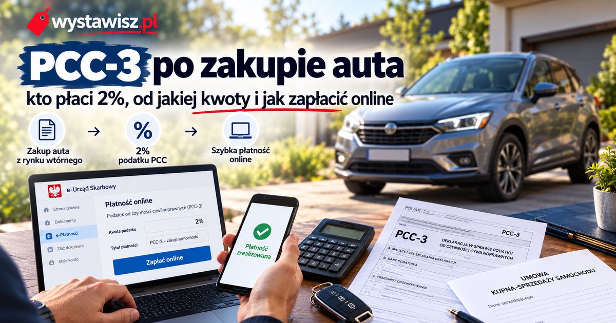 PCC-3 po zakupie auta – kto płaci 2%, od jakiej kwoty i jak zapłacić online – zdjęcie do poradnika