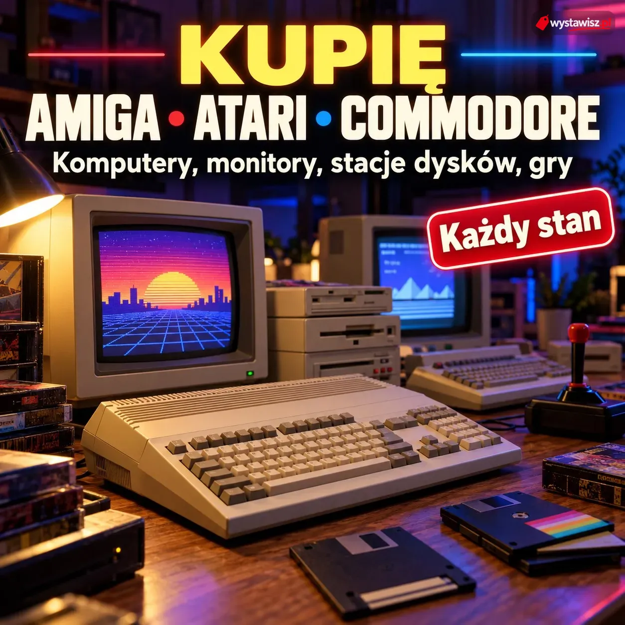 Kupię Atari 65XE, 800XL, 130XE z magnetofonem, stacją dysków i grami